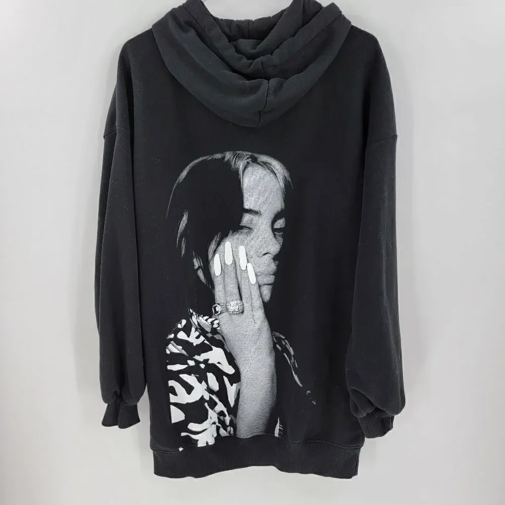 Billie Eilish black sweatshirt hoodie h&m oversized small medium - Picture 2 of 3